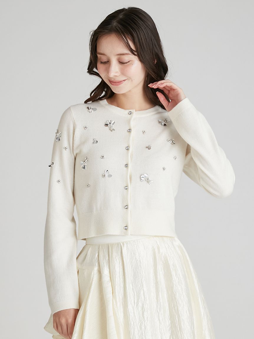 ペタルビジューカーディガン(ニットプルオーバー)｜TOPS（トップス