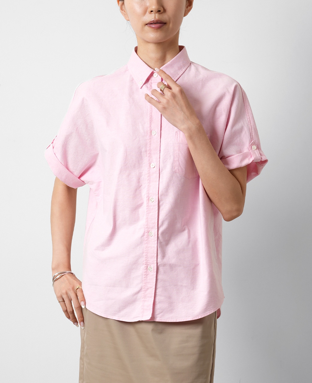 デザインシャツ(36サイズ ピンク系): レディース｜メーカーズシャツ
