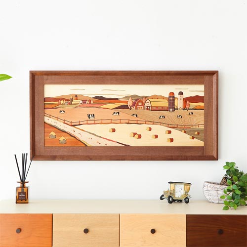 旭川クラフト Pecker 工房ペッカー YO 寄せ木絵 牧場 国産クラフト