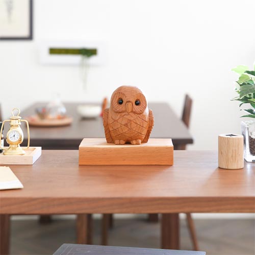 一位一刀彫 鈴木彫刻 ふくろう 伝統工芸品 木製 オブジェ | MUKU工房