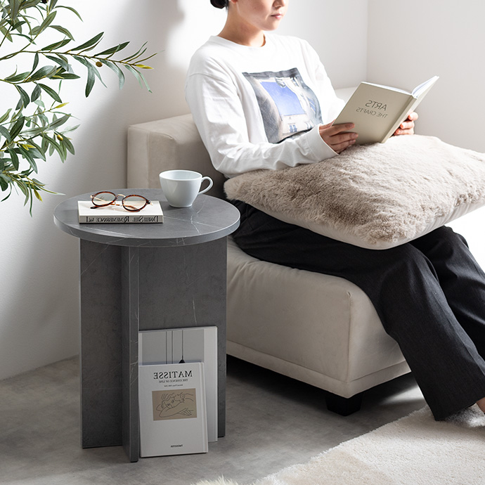 ACTUS LUNA グレージュ円形三脚テーブル ACTUS LUNA グレージュ円形