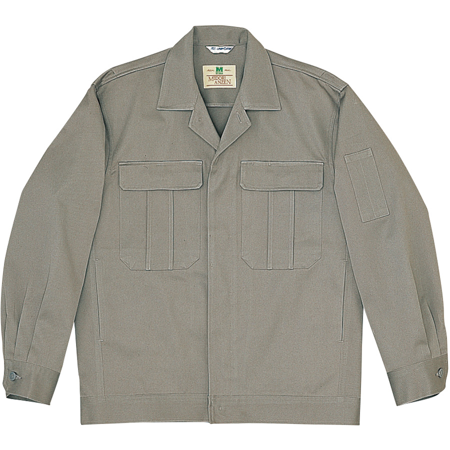 綿4つポケットジャンパー 前ボタン式 M2301上 グレー| 作業服