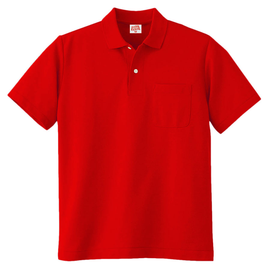 ヘビーウェイト半袖ポロシャツ （ポケット付き） 100 10 レッド