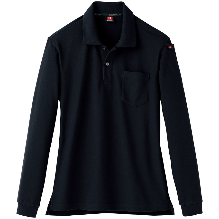 長袖ポロシャツ ユニセックス 505－35 ブラック （SS～3L