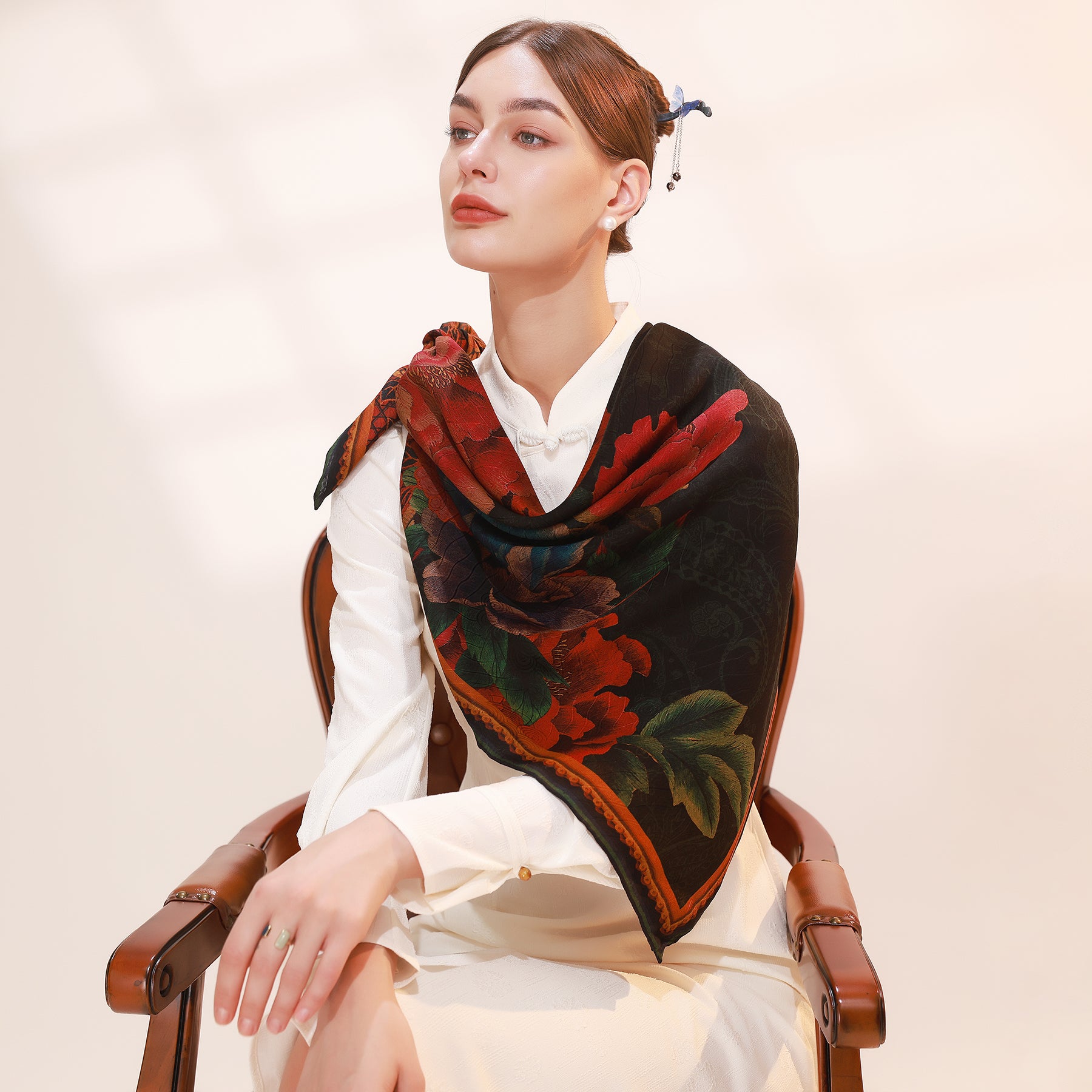 DANA XU Fragrant Cloud Yarn Silk Scarf 42 * 42 inches Large Square Lig