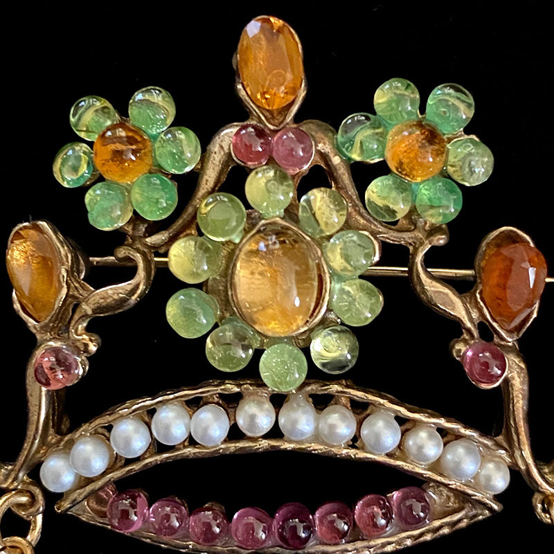 王冠ブローチ Swoboda スワボダ ペリドット シトリン USA