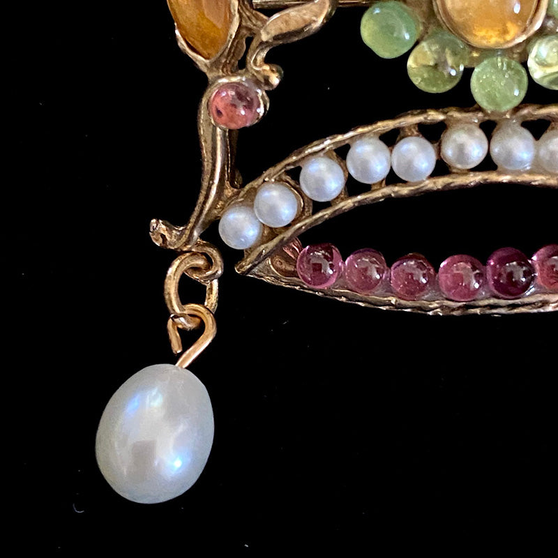 王冠ブローチ Swoboda スワボダ ペリドット シトリン USA