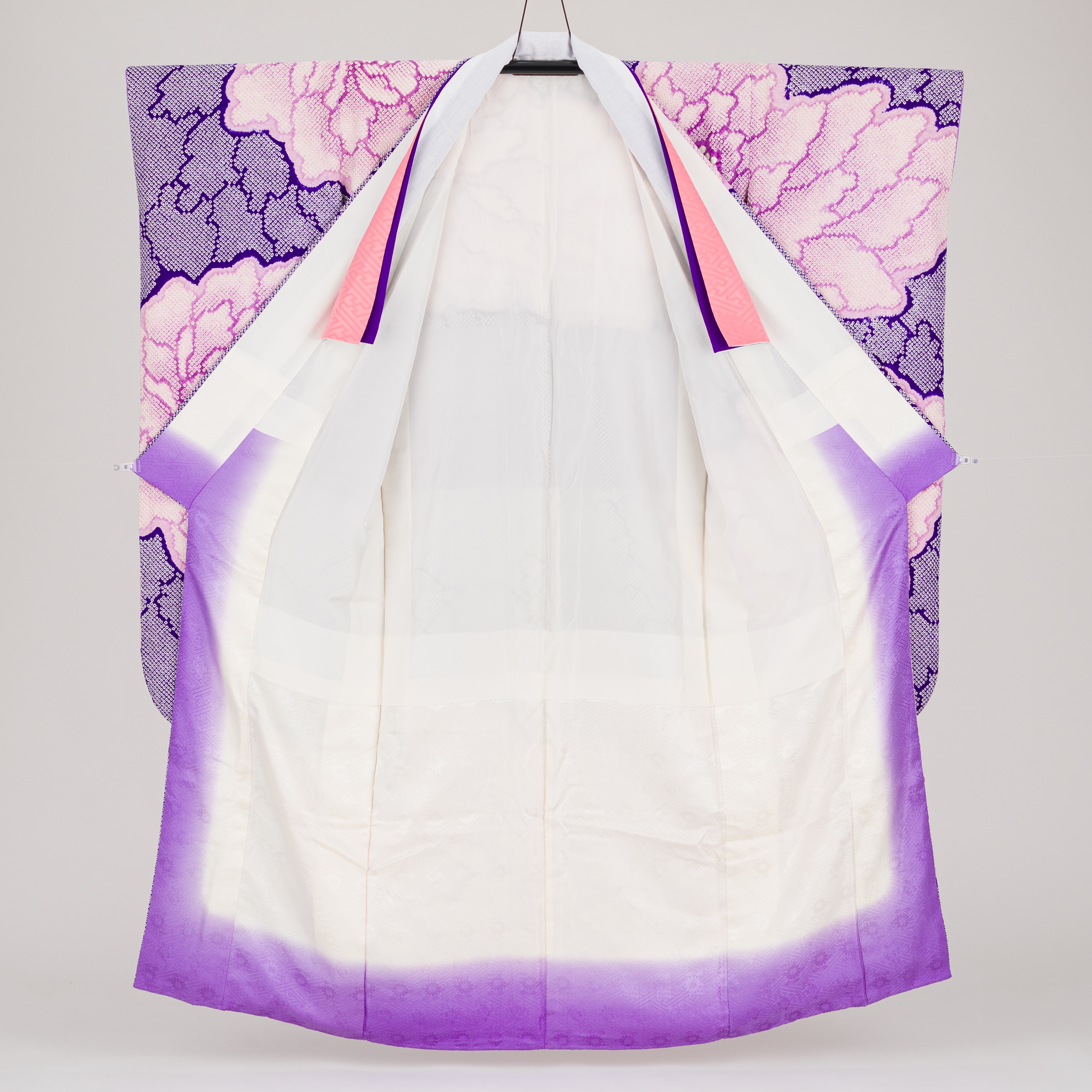 振袖 総絞り 紫牡丹 - からん::アンティーク着物・リサイクル着物の