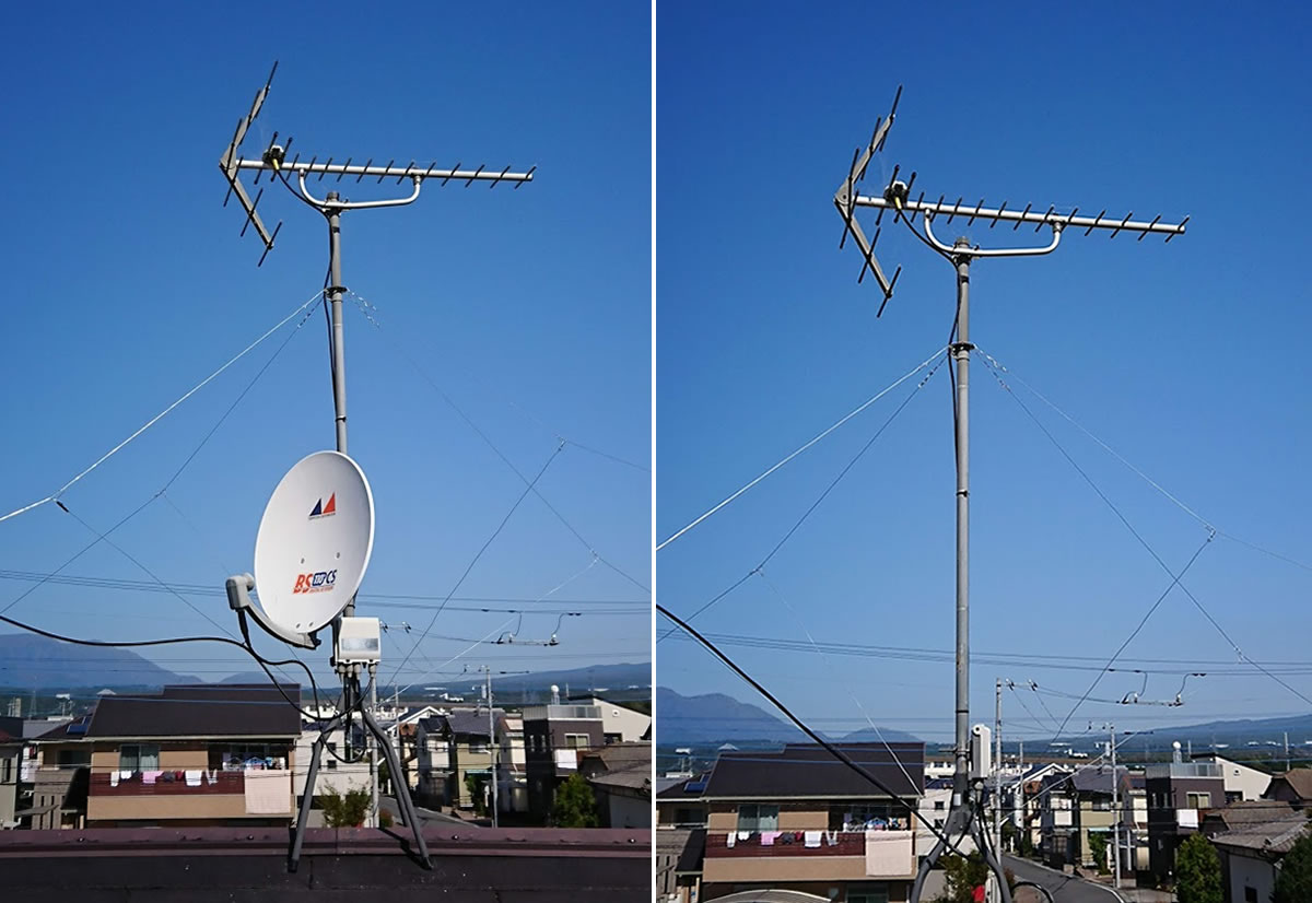 衛星放送アンテナ風速40M対応工事｜施工事例｜あんどう電機