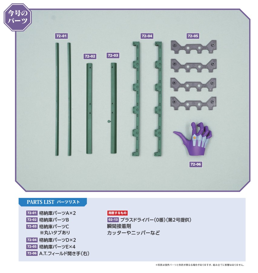 エヴァンゲリオン初号機をつくる 72号パーツセット | デアゴスティーニ公式