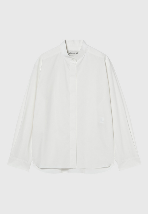 COTTON SILK NO COLLAR BLOUSE / コットンシルクノーカラーブラウス