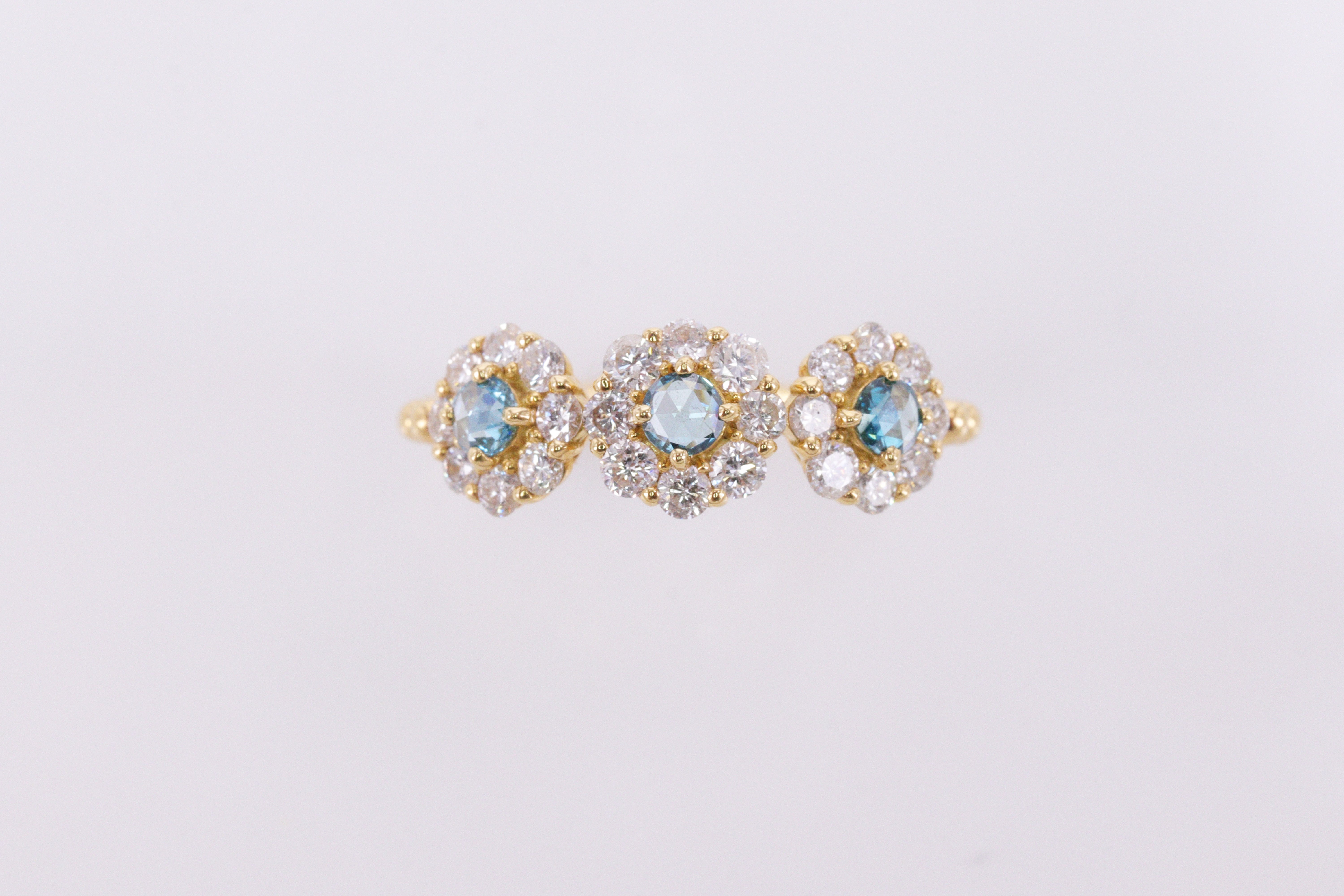 ローズカット ブルーダイヤモンド K18YGリング N98759