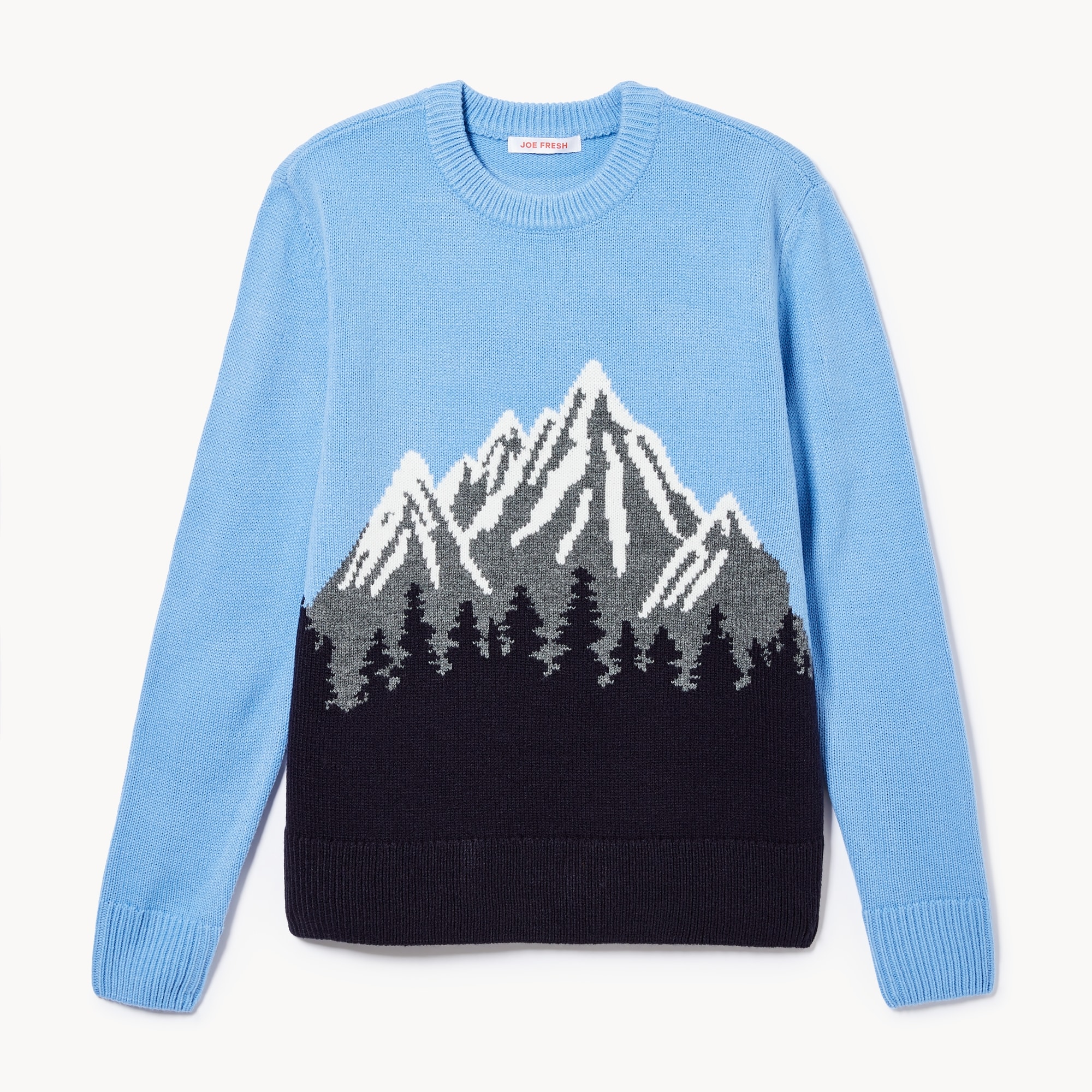 Festive Mountain Knit Sweater in Light Blue from Joe Fresh