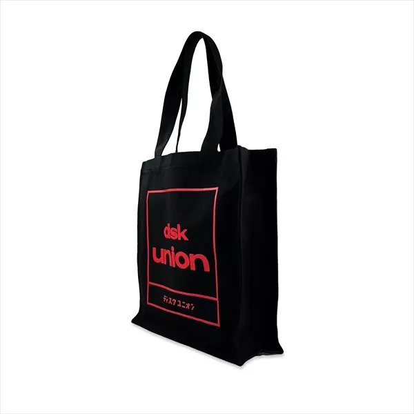 diskunion レコード トート 四角ロゴ (ブラック×レッド)/TOTE BAG