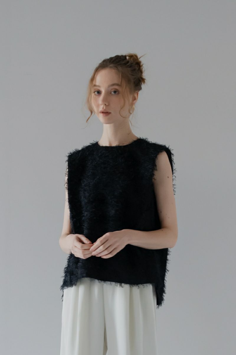 シャギーノースリトップス/black | maison de Dolce.