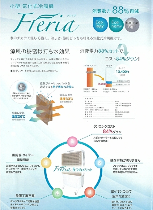 気化式冷風機 フレリア「Freria07」｜ダスキンレントオール湘南・横浜