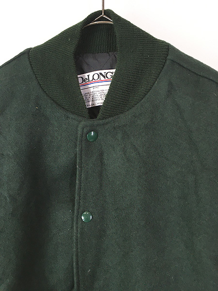 古着 80s USA製 DeLONG 無地 ソリッド ビニール レザー ウール