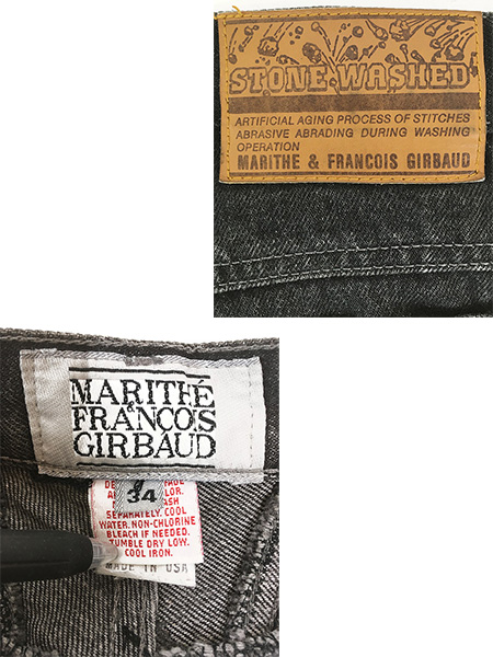 古着 80-90s USA製 MARITHE FRANCOIS GIRBAUD 先染め ブラック デニム
