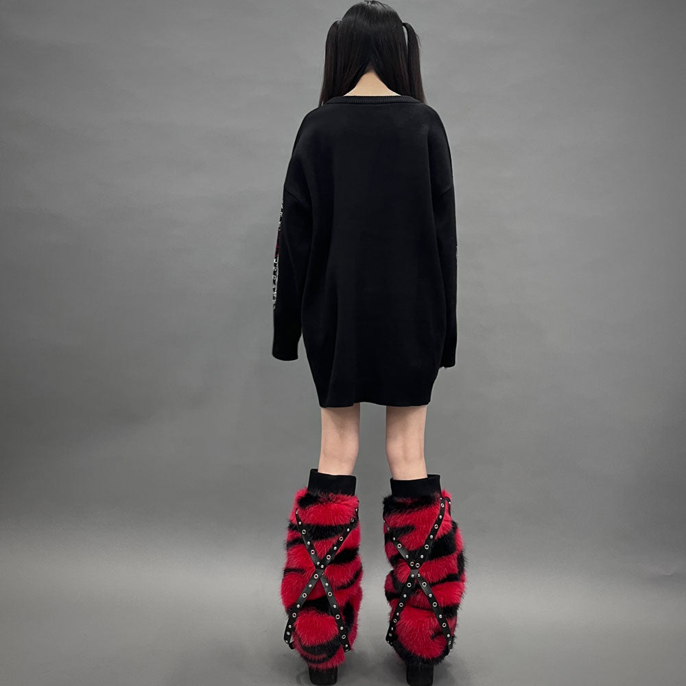 スタッズクロスブレードファーレッグウォーマー – レディース