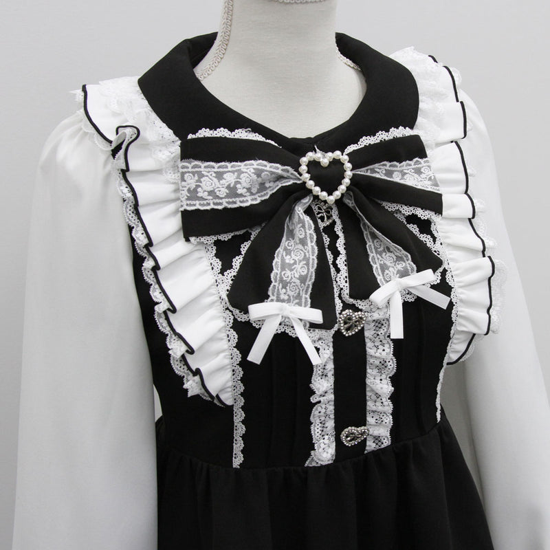 バラレースパールリボンハートビジューワンピース – レディース