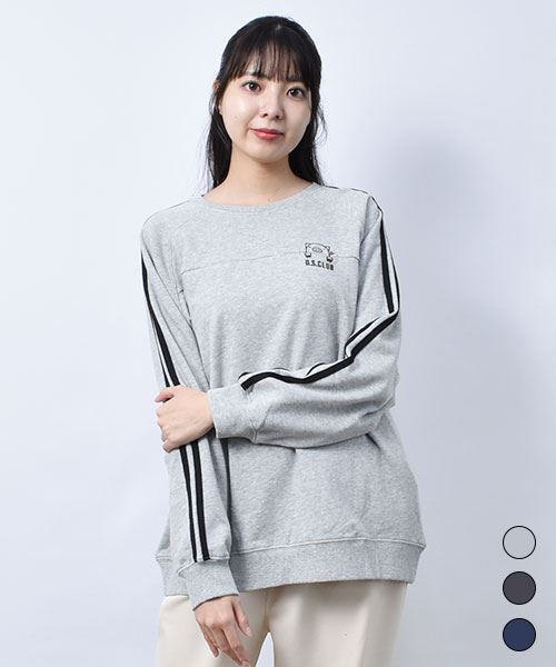 スウェット トレーナー】 サイドライン トレーナー(L 03 杢グレー