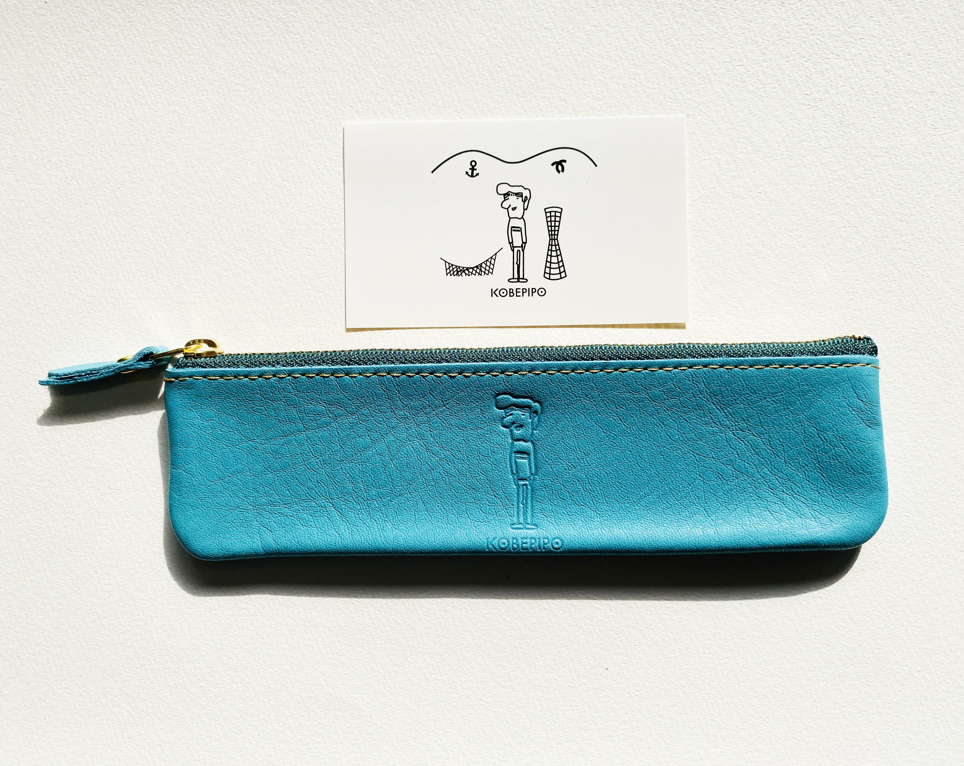 コベピポ（R）レザーペンケース【国産牛革】 ターコイズブルー