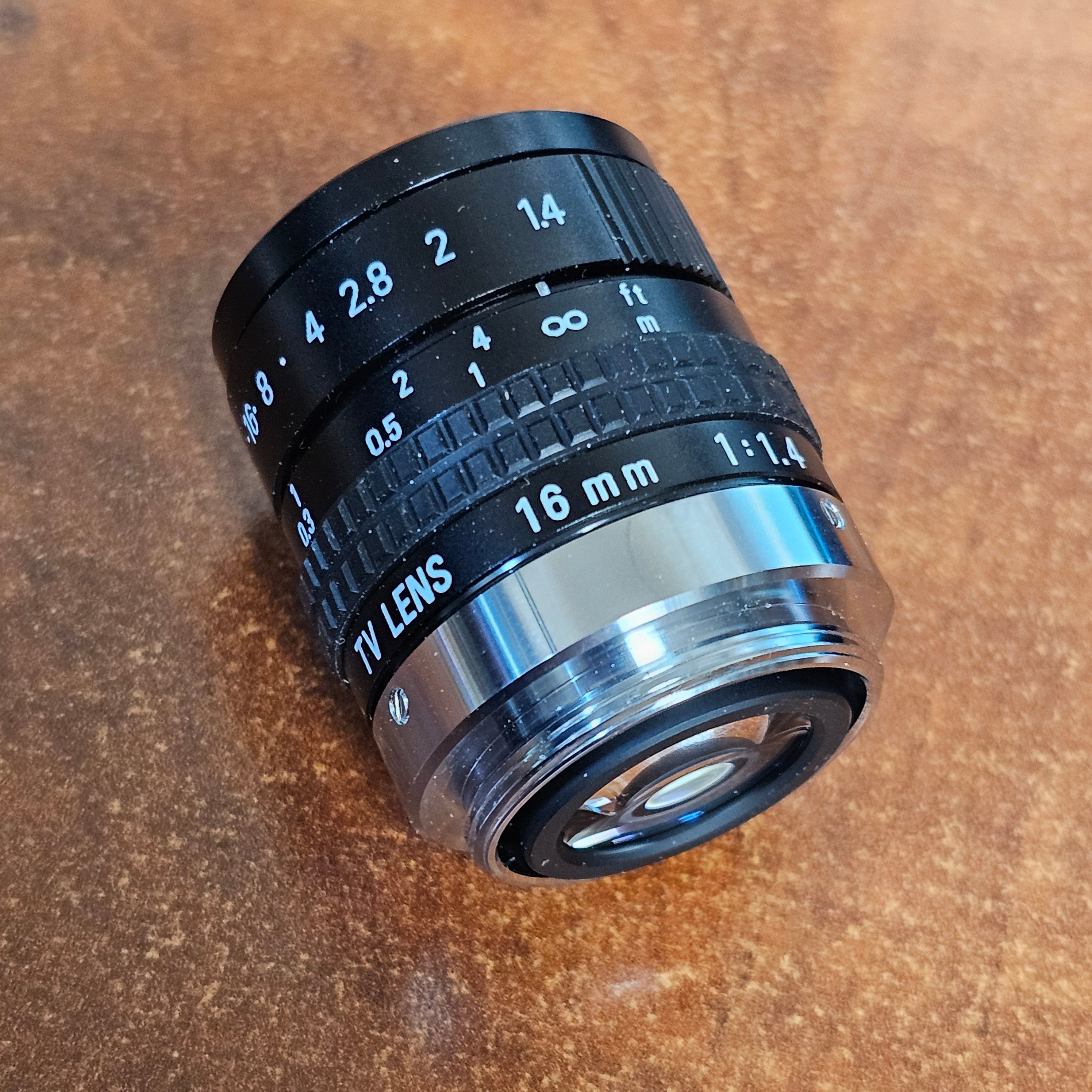 Cosmicar / Pentax 16mm f1.4 TV C-Mount Lens S# N/A – Du-All Camera