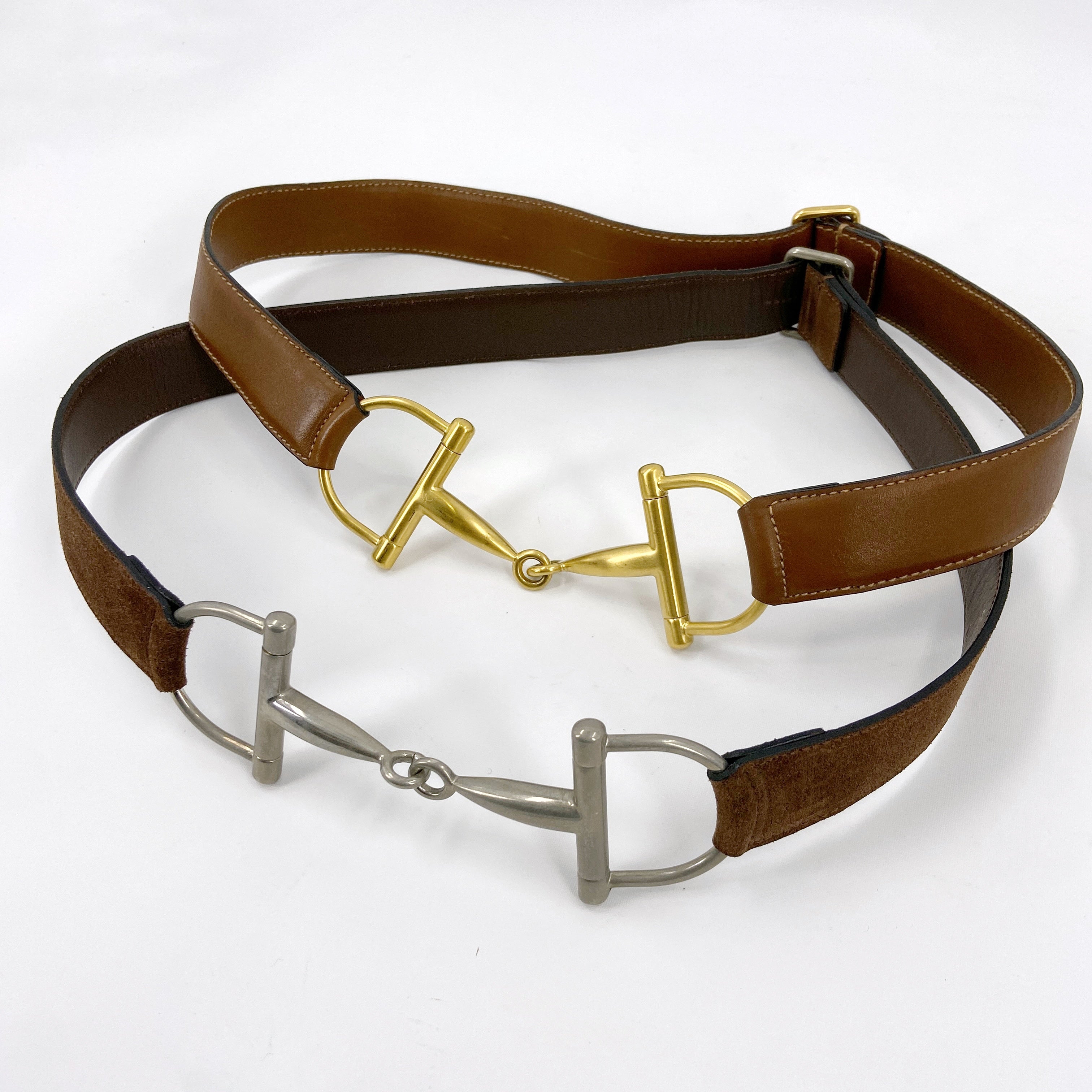 Gucci Fall 1995 Tom Ford Gold Horsebit Brown Leather Belt 30