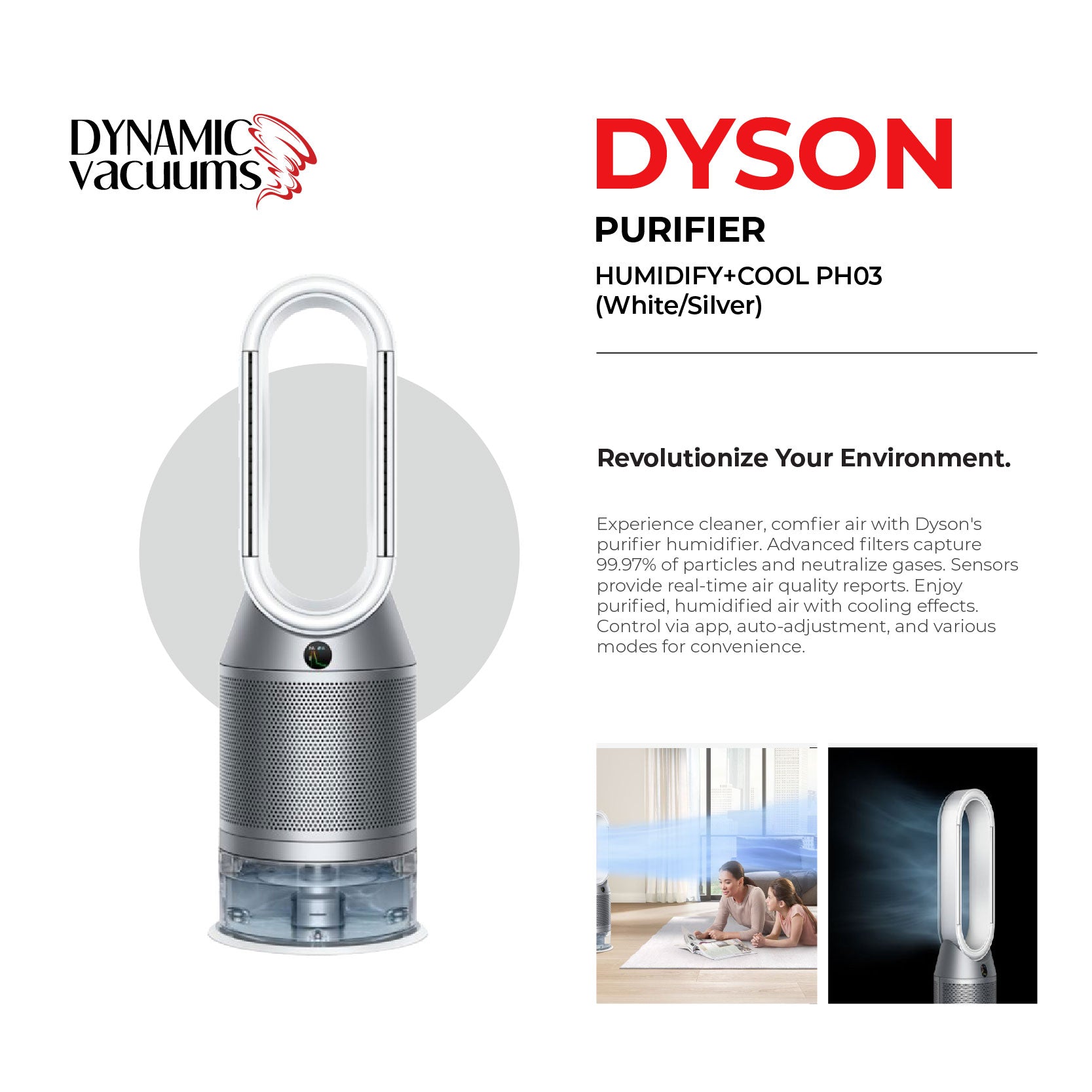 Dyson Purifier Humidify+Cool PH03 (White/Silver) – Dynamic Vacuums