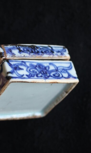 清朝期 新渡 染付 青花香合 P556｜骨董店 のびる 古美術 骨董 和風建具