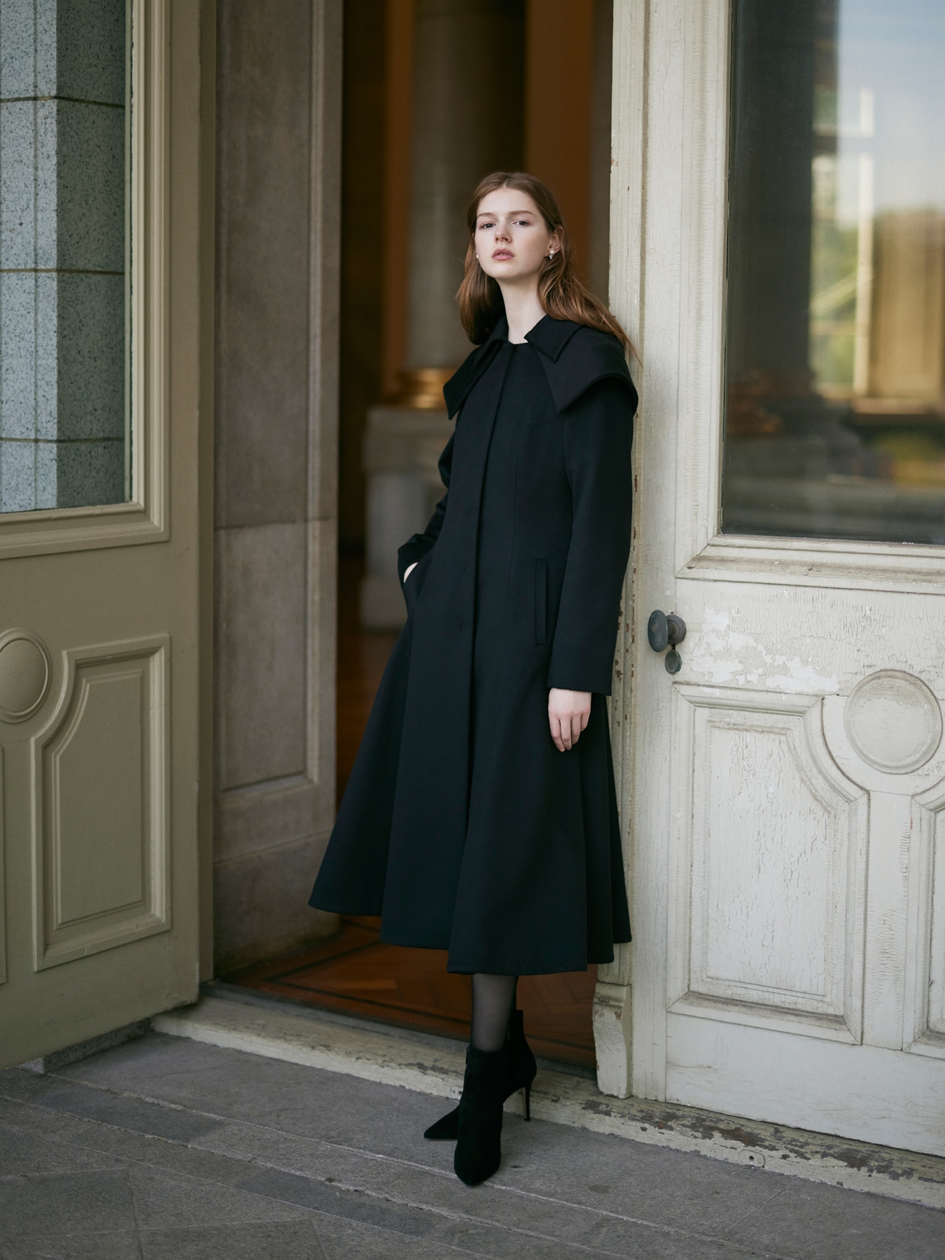 美品 wb ダブルビー カシミヤ100％ロングコート 黒 ブラック 796 大人