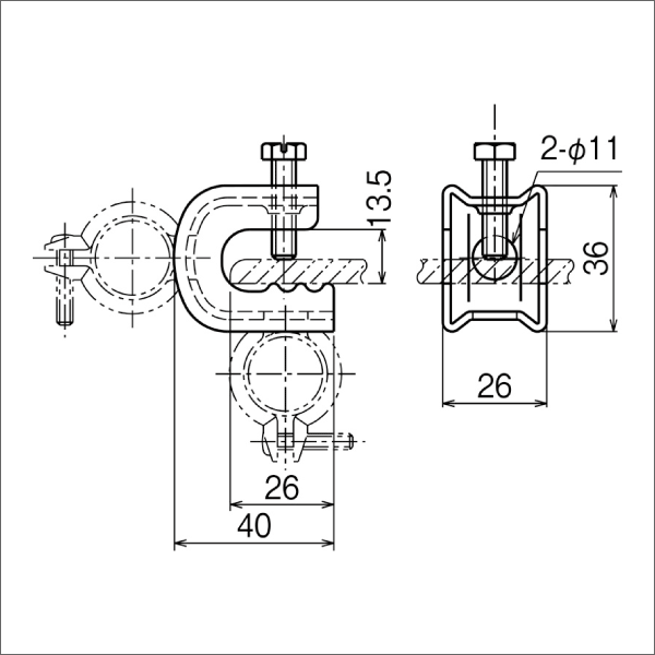 ネグロス電工】パイラック 一般形鋼用管支持金具（電気亜鉛メッキ仕様