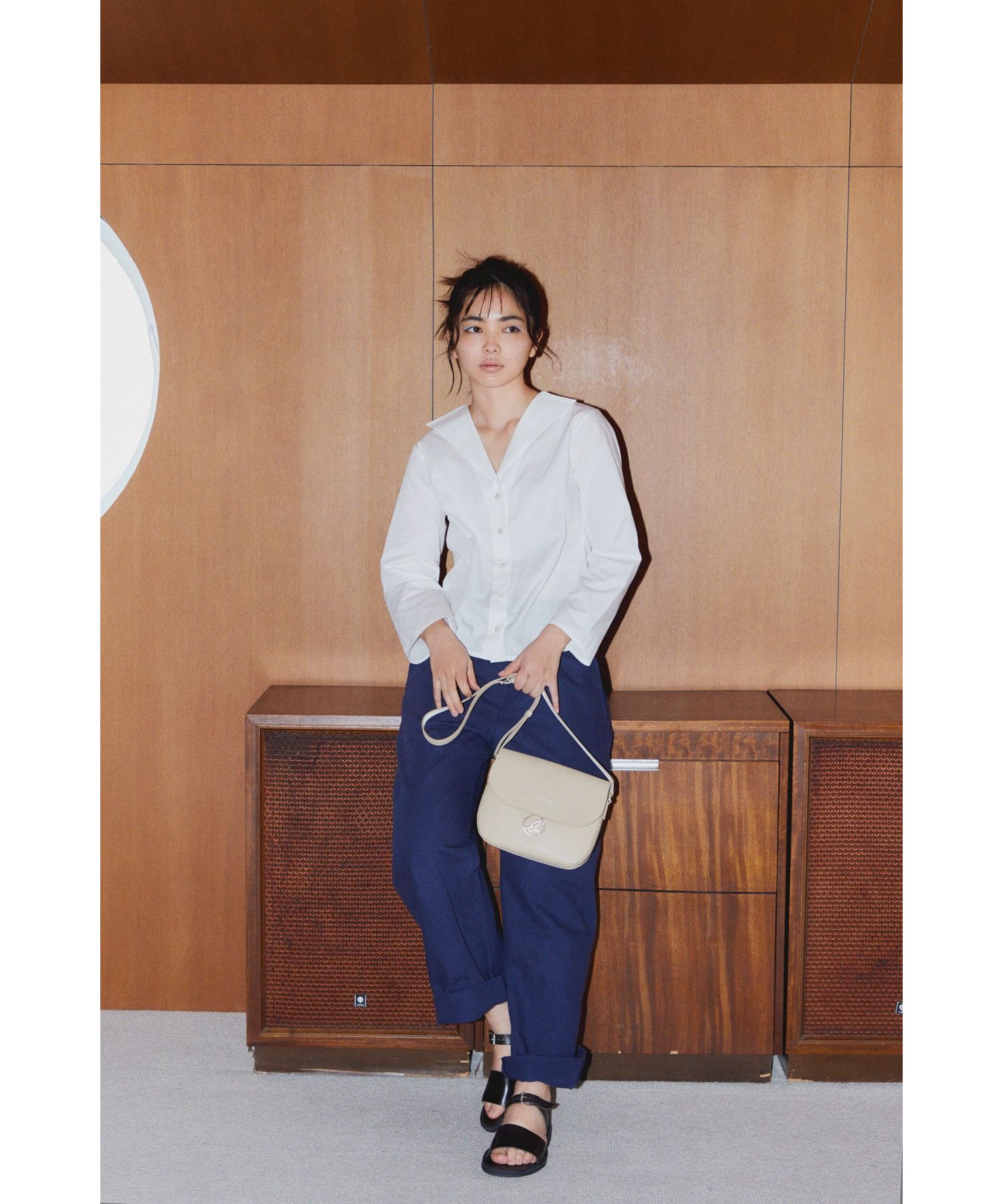 コットンポプリン 七分袖 ブラウス 