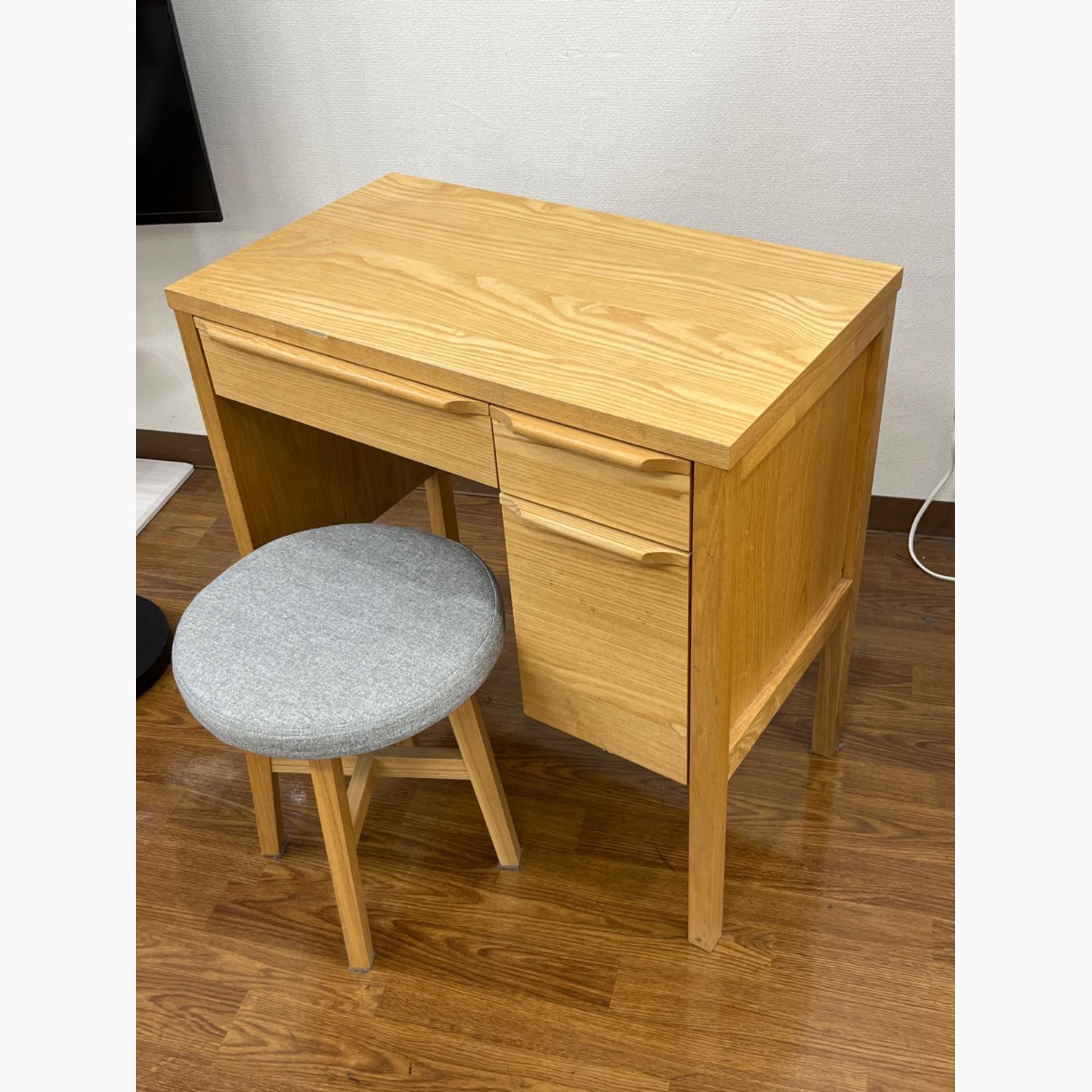 UNICO (ウニコ) ドレッサーデスク ナチュラル×グレー 284 イス1脚付