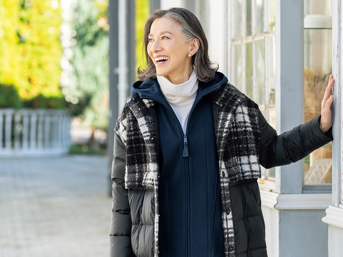 カシミヤ混つけ襟風スヌード(61_ブルー): ｜ カタログ通販のハルメク