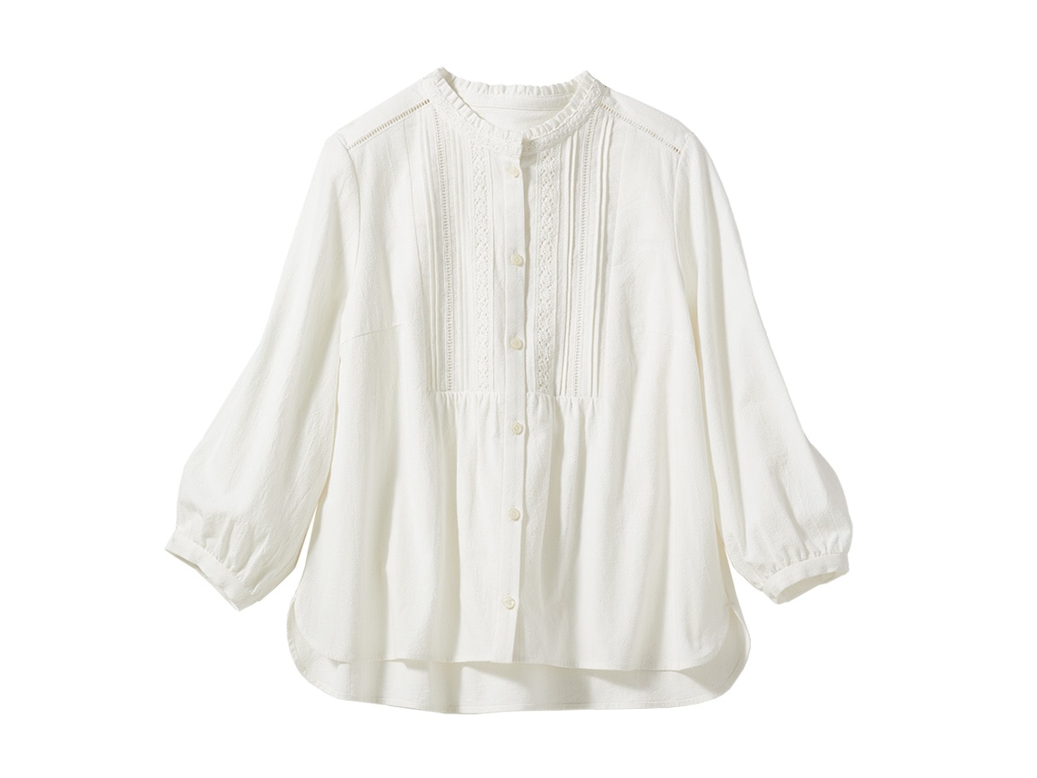 レースつきコットンブラウス【広告商品】(04_LL 63_ラベンダー