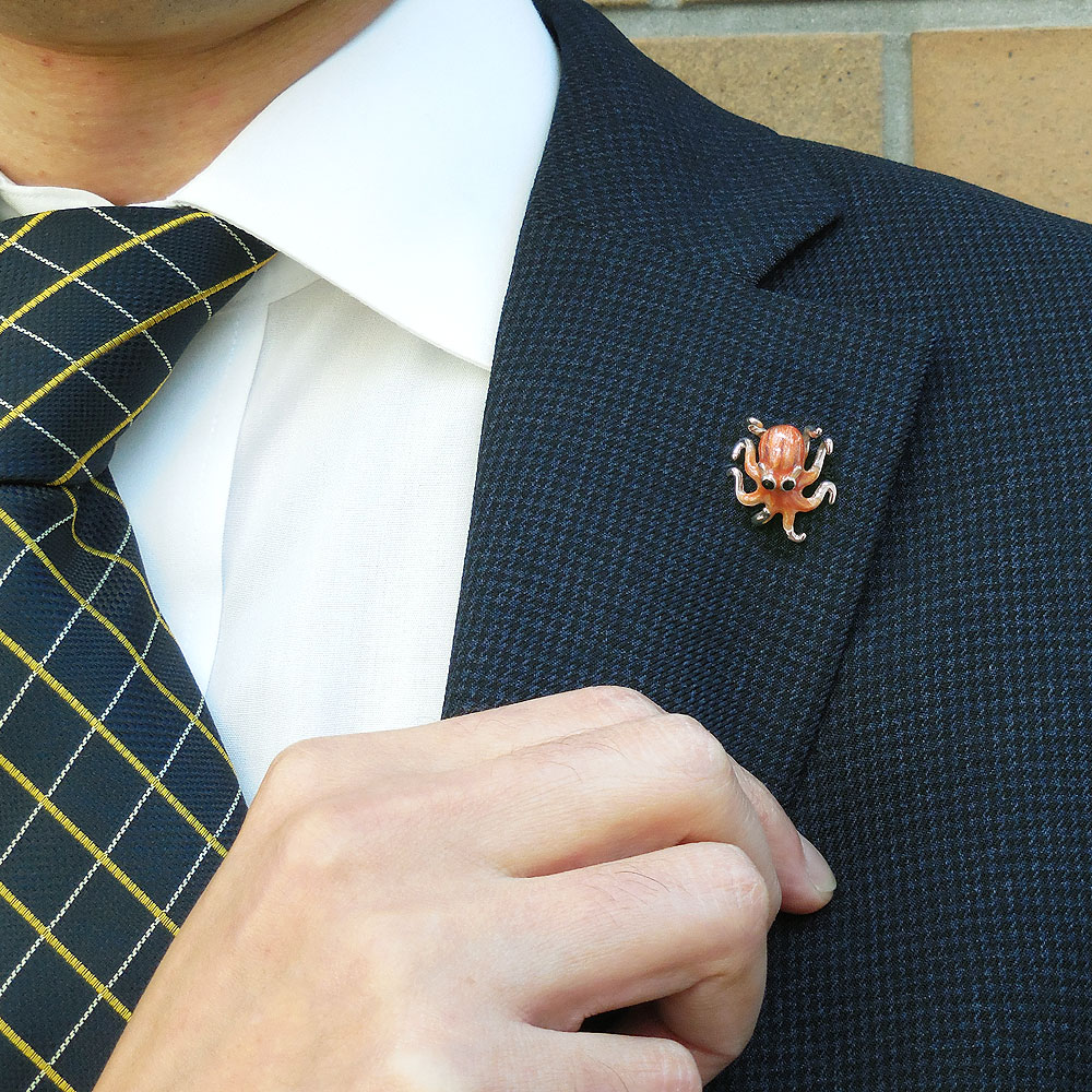 SATURNO サツルノ ピンブローチ ラペルピン タコ シルバー925 エナメル