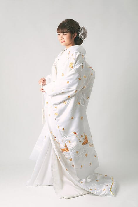 花嫁和装 レンタル】白無垢 白鶴金糸刺繍婚礼衣装 フルセットレンタル