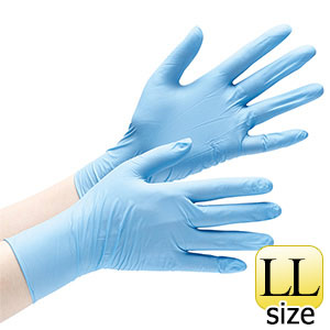 ニトリル手袋 アクセラレーターフリー ベルテ728 LL ブルー 粉無