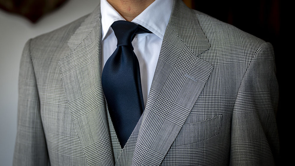 I様のご依頼】イタリア製グレンチェック生地のセレモニー毎に使われる