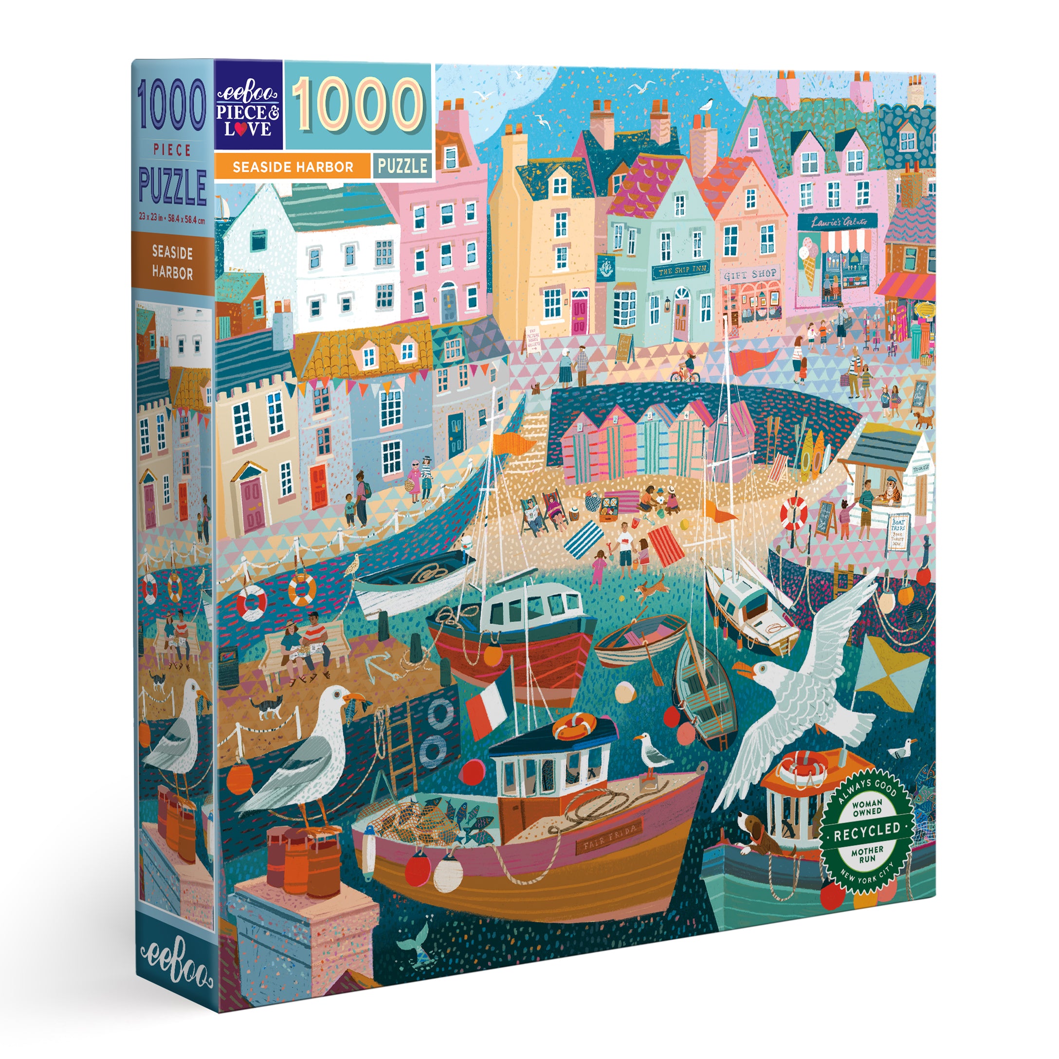 Seaside Boat Harbor Village 1000 Piece Jigsaw Puzzle | Unique