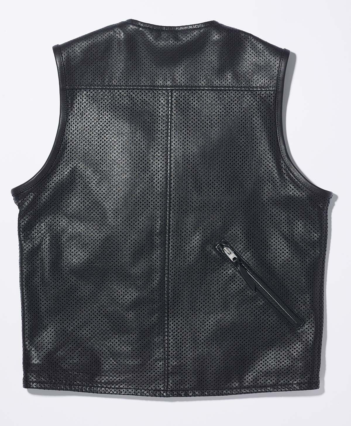 REDMOON WORKS レザーベスト 山羊革 多ポケット 黒 ブラック REDMOON