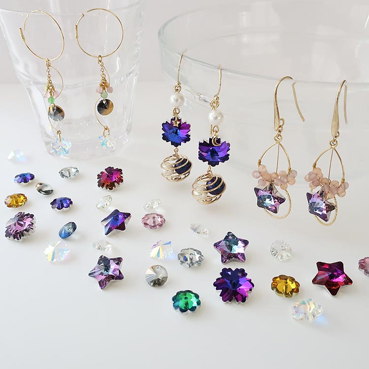 カットガラス 雪の結晶（トップホール） CR（オーロラ） 約10mm