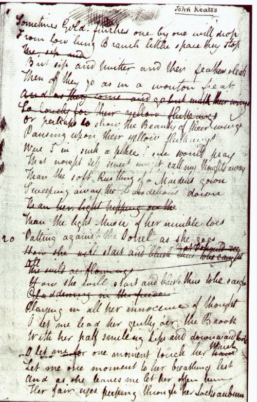John Keats Original Manuscripts Of Poetry & Letters