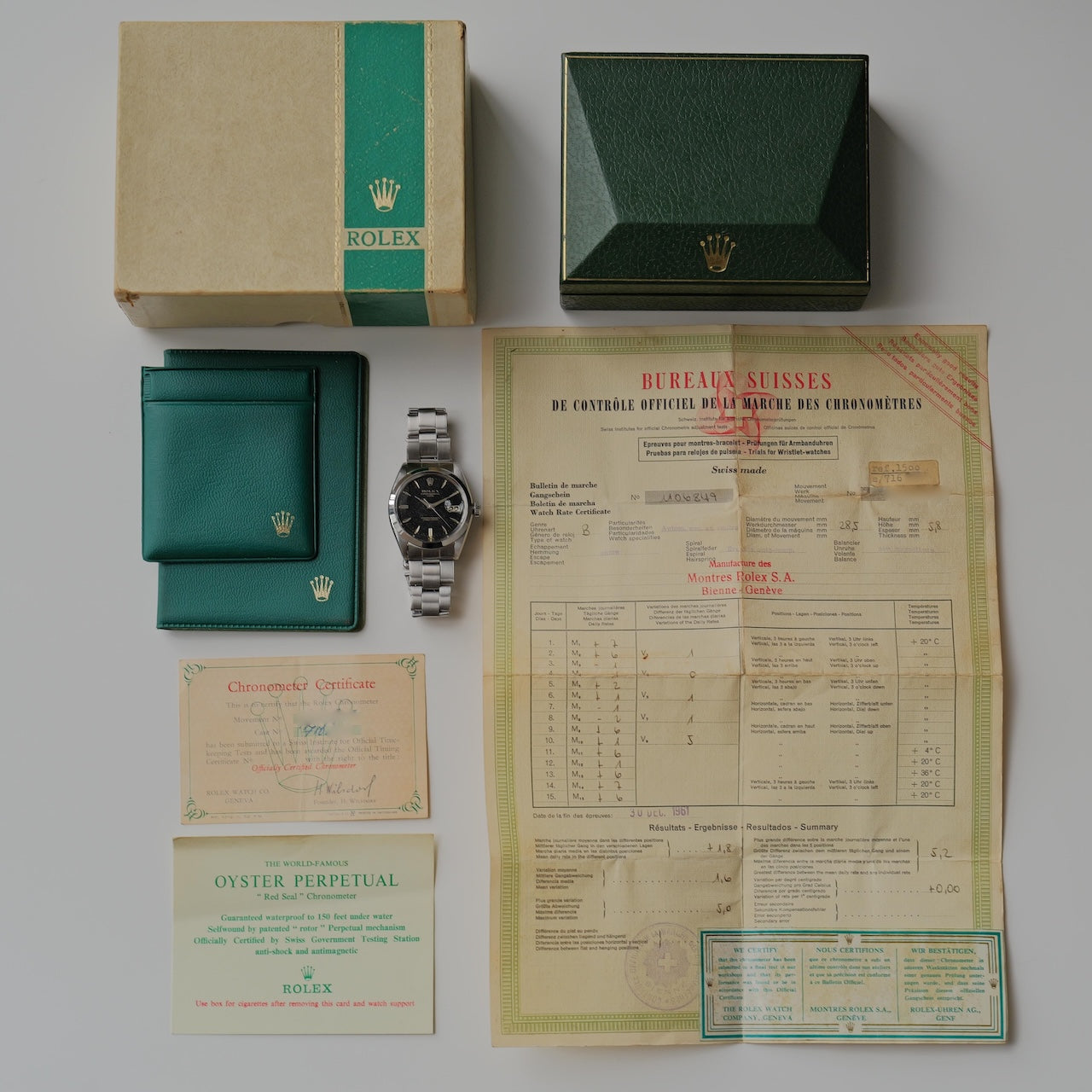 ロレックス/オイスターパーペチュアルデイト1500/ビッグロゴ/保証書