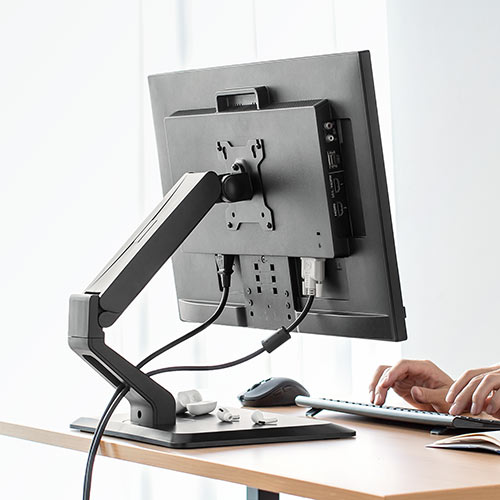 モニターアーム 耐荷重2～10kg ガス圧 スタンドタイプ 置き型 ブラック