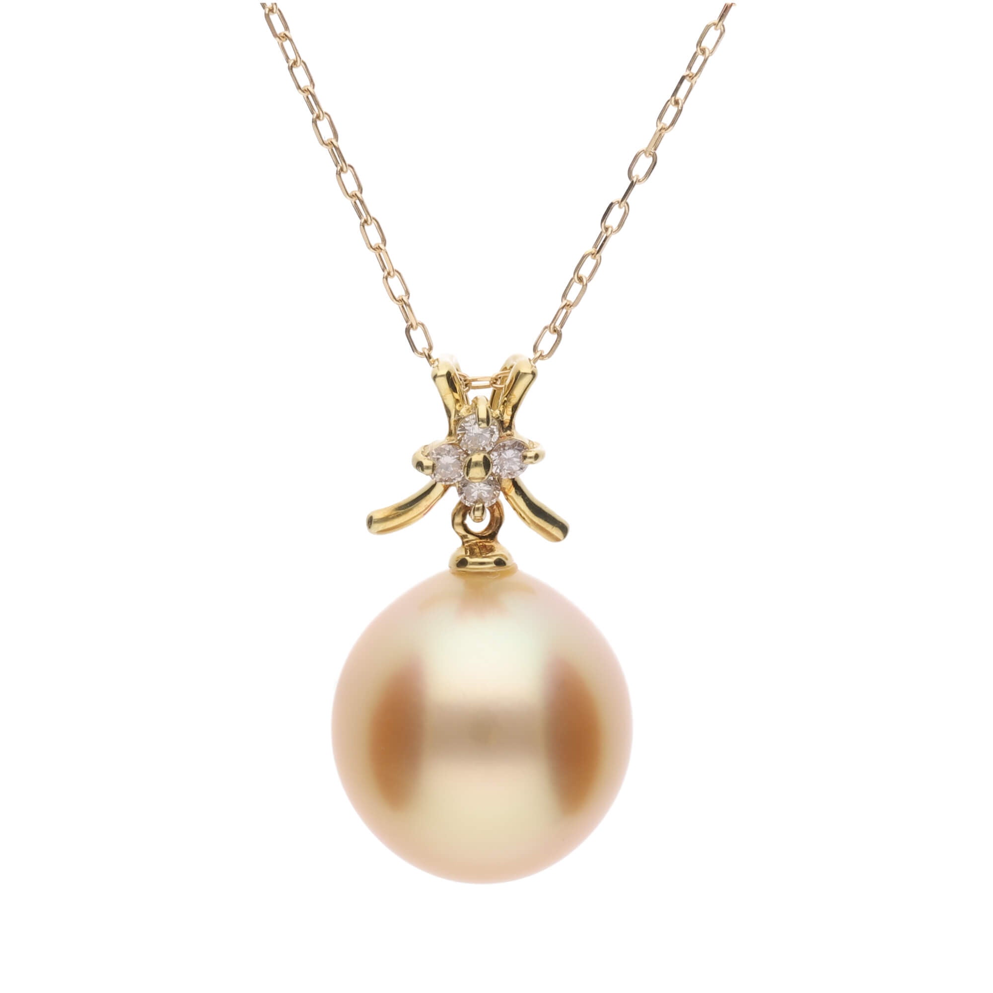 久遠】ゴールデンパール ダイヤモンド イエローゴールド ペンダント