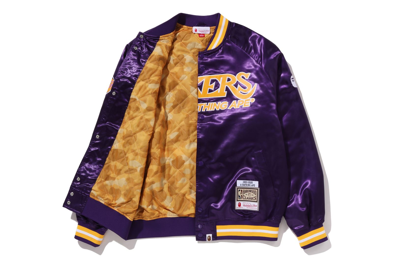 BAPE X M&N NBA - LOS ANGELES LAKERS SATIN JACKET – eu.bape.com