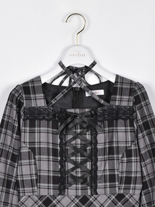 フロントリボンチェックロンパース｜evelyn（エブリン）公式通販サイト