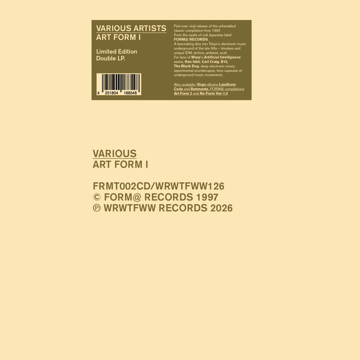 Art Form I | Various Artists (FORM@ RECORDS) | WRWTFWW Records